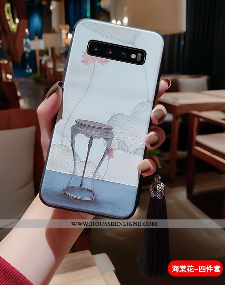 Étui Samsung Galaxy S10+ Vintage Ultra Incassable Protection Palais Bleu