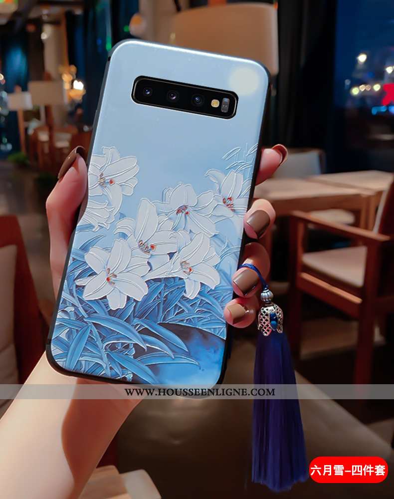 Étui Samsung Galaxy S10+ Vintage Ultra Incassable Protection Palais Bleu