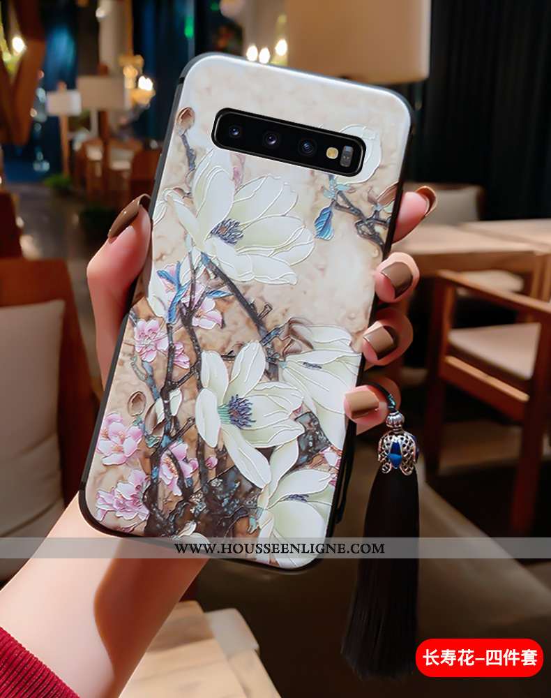 Étui Samsung Galaxy S10+ Vintage Ultra Incassable Protection Palais Bleu
