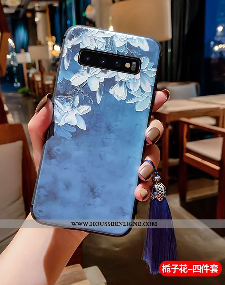 Étui Samsung Galaxy S10+ Vintage Ultra Incassable Protection Palais Bleu