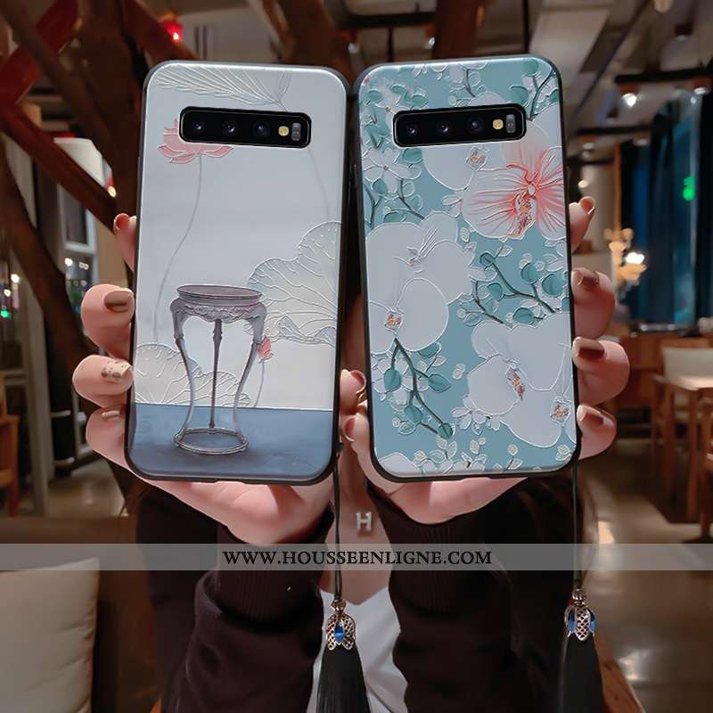 Étui Samsung Galaxy S10+ Vintage Ultra Incassable Protection Palais Bleu