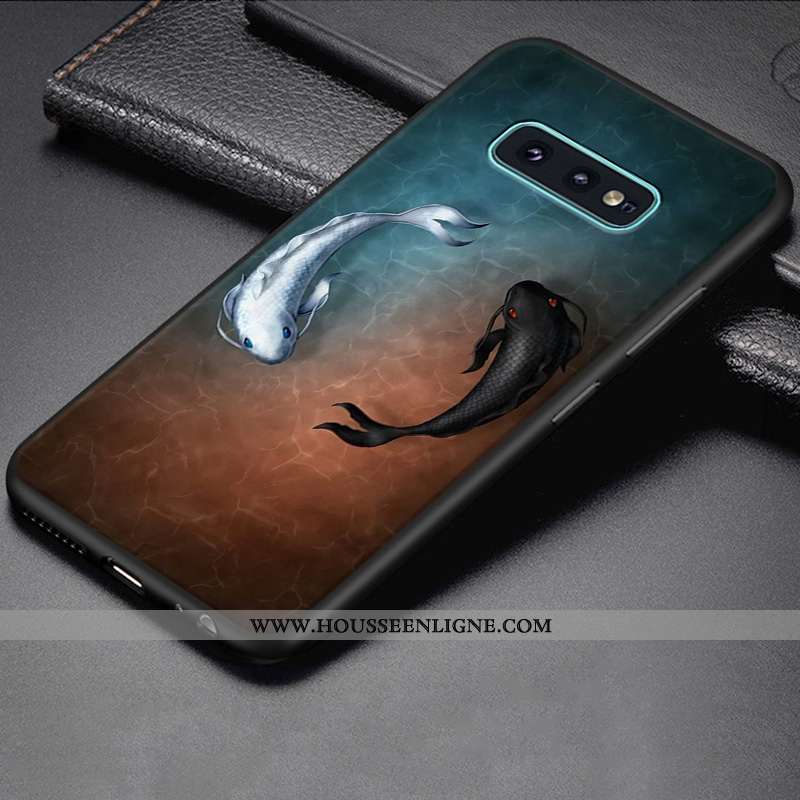 Étui Samsung Galaxy S10e Créatif Dessin Animé Fluide Doux Coque Protection Bleu Personnalité