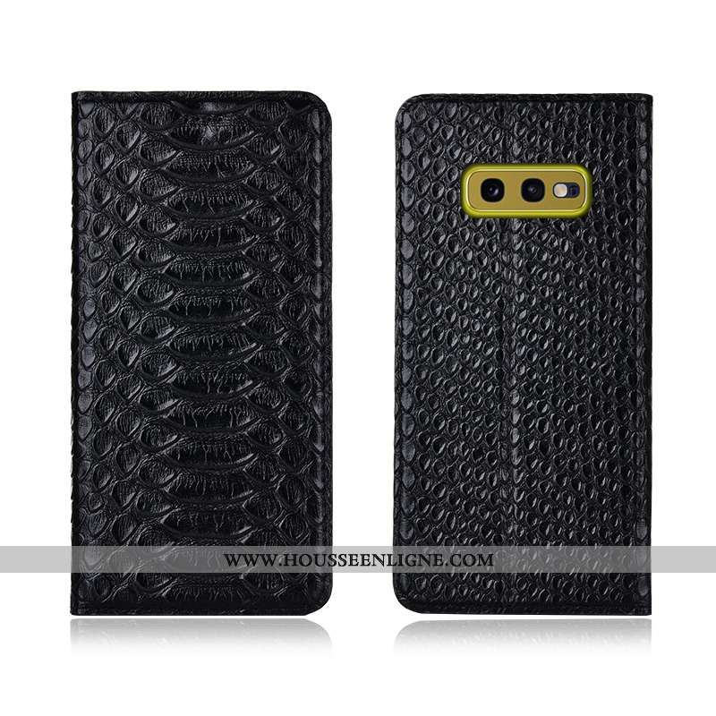 Étui Samsung Galaxy S10e Cuir Véritable Cuir Incassable Étoile Fluide Doux Tout Compris Coque Noir