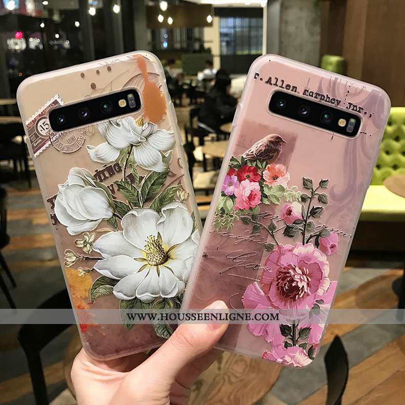 Étui Samsung Galaxy S10e Délavé En Daim Gaufrage Téléphone Portable Net Rouge Nouveau Style Chinois 