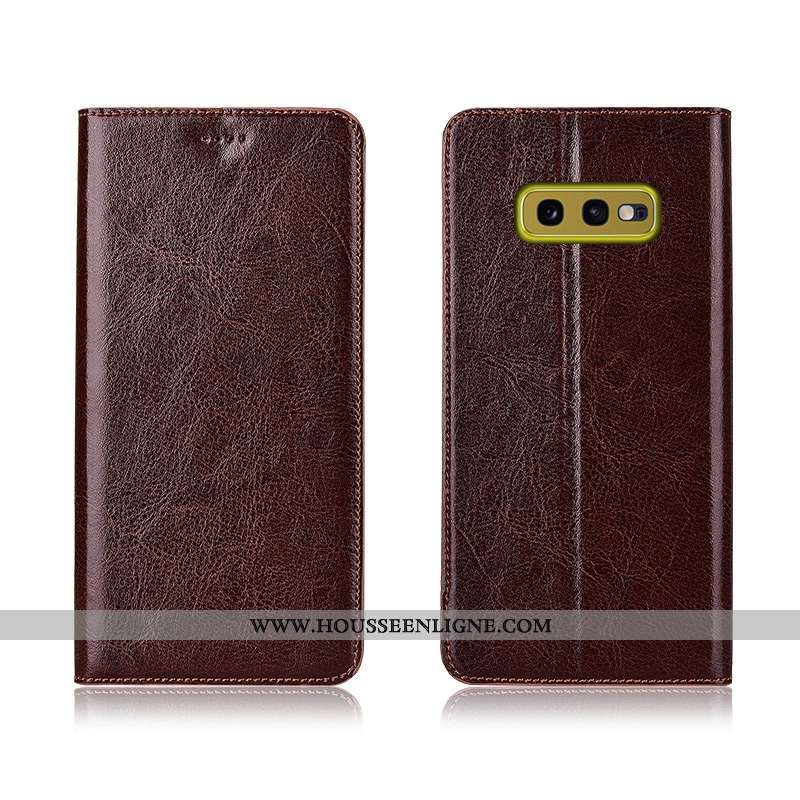 Étui Samsung Galaxy S10e Protection Cuir Véritable Incassable Clamshell Cuir Étoile Téléphone Portab