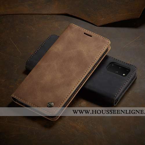 Étui Samsung Galaxy S20+ Créatif Tendance Cuir Incassable Téléphone Portable Coque Khaki