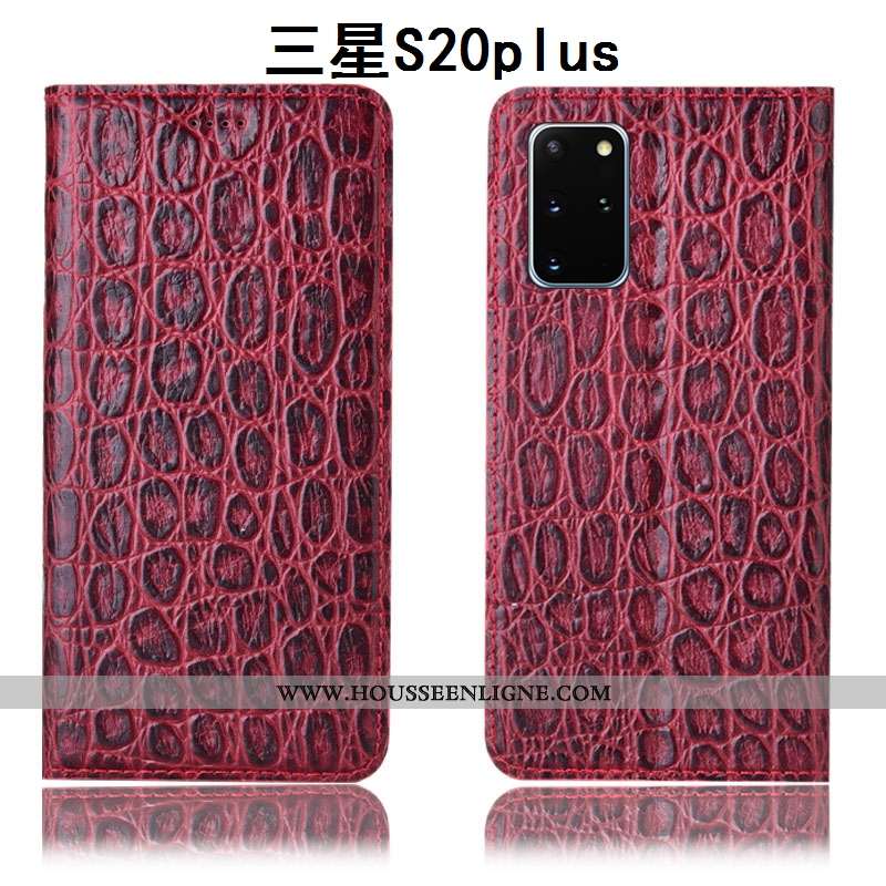 Étui Samsung Galaxy S20+ Cuir Véritable Protection Étoile Coque Vin Rouge Tout Compris Téléphone Por