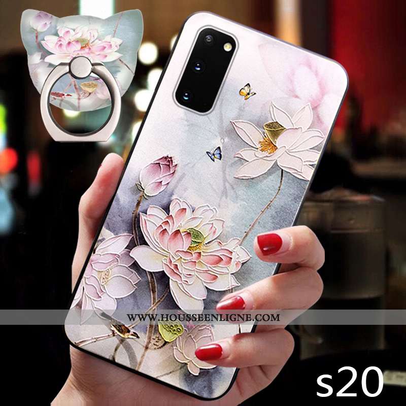 Étui Samsung Galaxy S20 Délavé En Daim Personnalité Silicone Ultra Style Chinois Coque Créatif Rose
