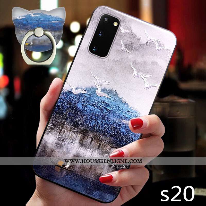 Étui Samsung Galaxy S20 Délavé En Daim Personnalité Silicone Ultra Style Chinois Coque Créatif Rose