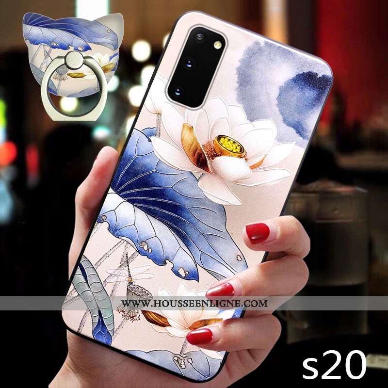 Étui Samsung Galaxy S20 Délavé En Daim Personnalité Silicone Ultra Style Chinois Coque Créatif Rose