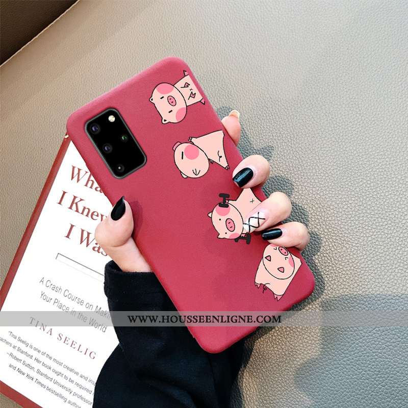 Étui Samsung Galaxy S20+ Fluide Doux Protection Incassable Délavé En Daim Rouge Tendance Coque