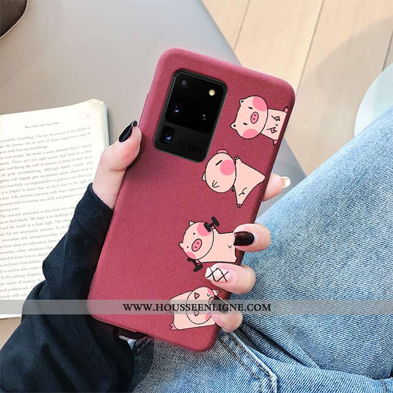 Étui Samsung Galaxy S20+ Fluide Doux Protection Incassable Délavé En Daim Rouge Tendance Coque