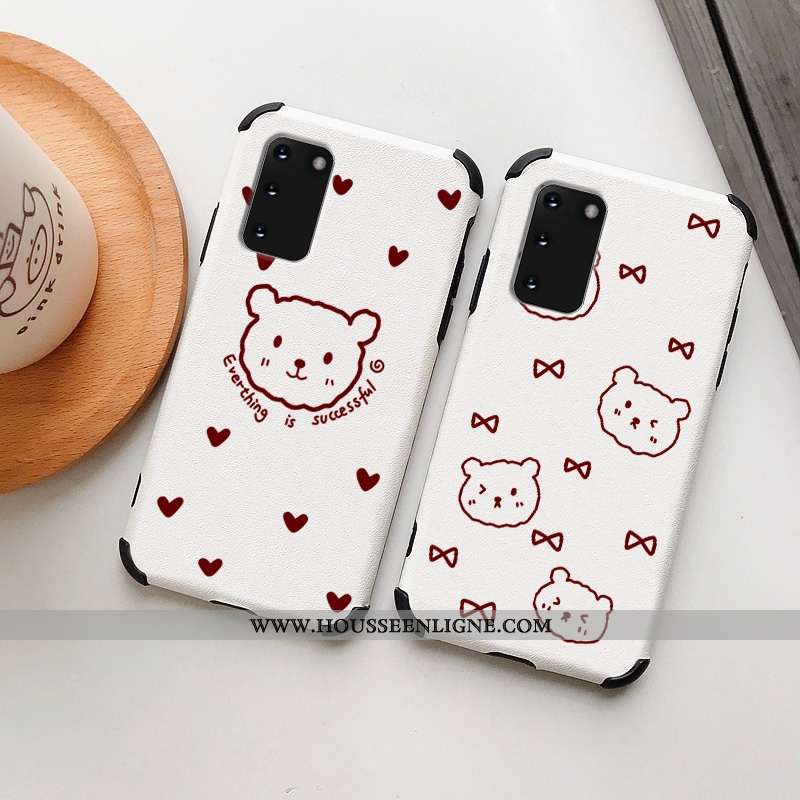 Étui Samsung Galaxy S20 Modèle Fleurie Silicone Ours Dessin Animé Petit Incassable Blanche