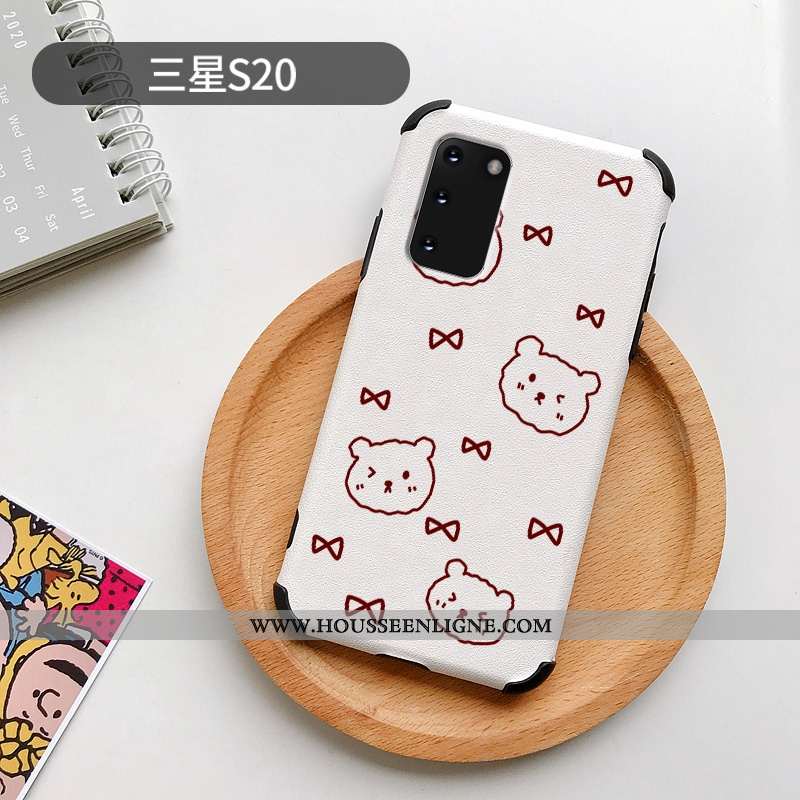 Étui Samsung Galaxy S20 Modèle Fleurie Silicone Ours Dessin Animé Petit Incassable Blanche