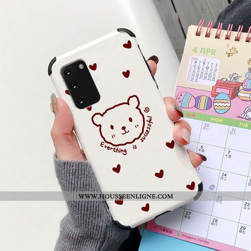 Étui Samsung Galaxy S20 Modèle Fleurie Silicone Ours Dessin Animé Petit Incassable Blanche