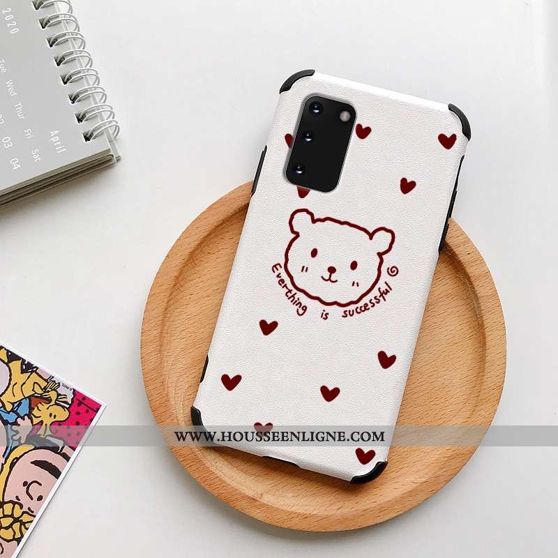 Étui Samsung Galaxy S20 Modèle Fleurie Silicone Ours Dessin Animé Petit Incassable Blanche