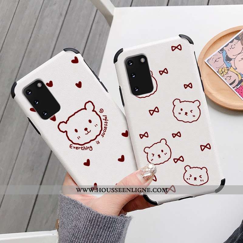 Étui Samsung Galaxy S20 Modèle Fleurie Silicone Ours Dessin Animé Petit Incassable Blanche