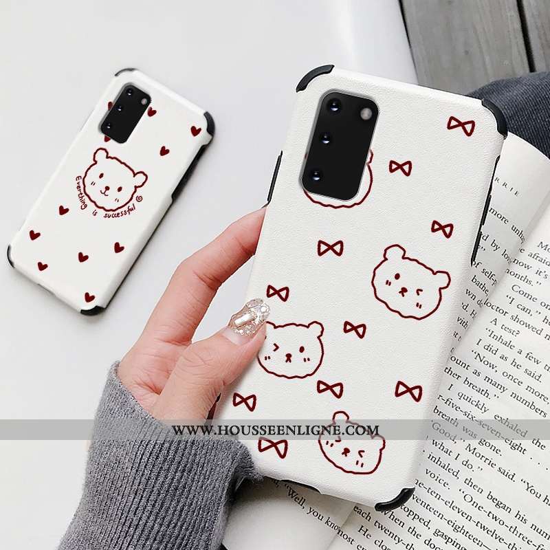 Étui Samsung Galaxy S20 Modèle Fleurie Silicone Ours Dessin Animé Petit Incassable Blanche