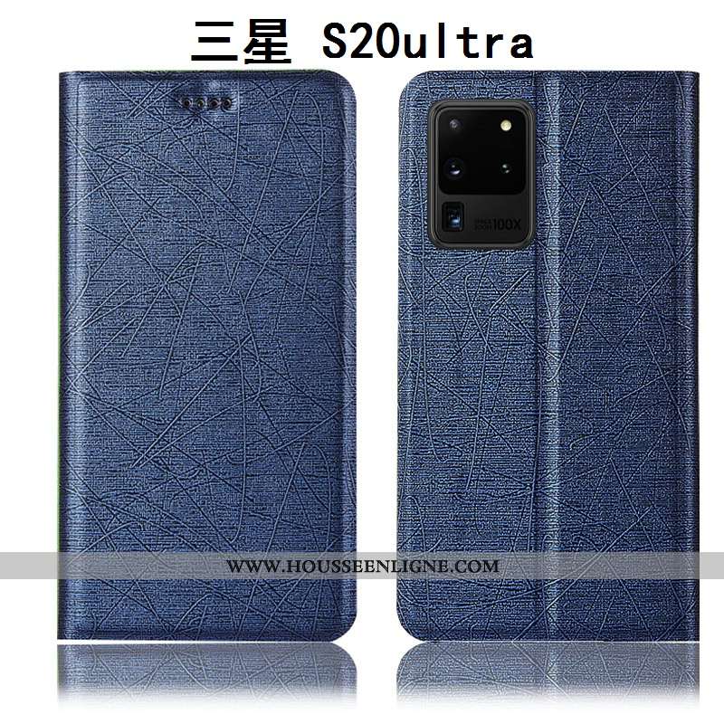 Étui Samsung Galaxy S20 Ultra Cuir Protection Lin Étoile Housse Téléphone Portable Coque Noir