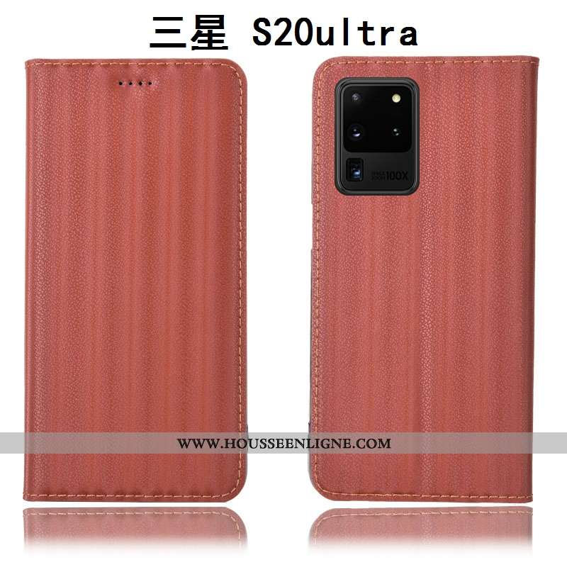 Étui Samsung Galaxy S20 Ultra Protection Cuir Véritable Coque Violet Incassable Téléphone Portable D