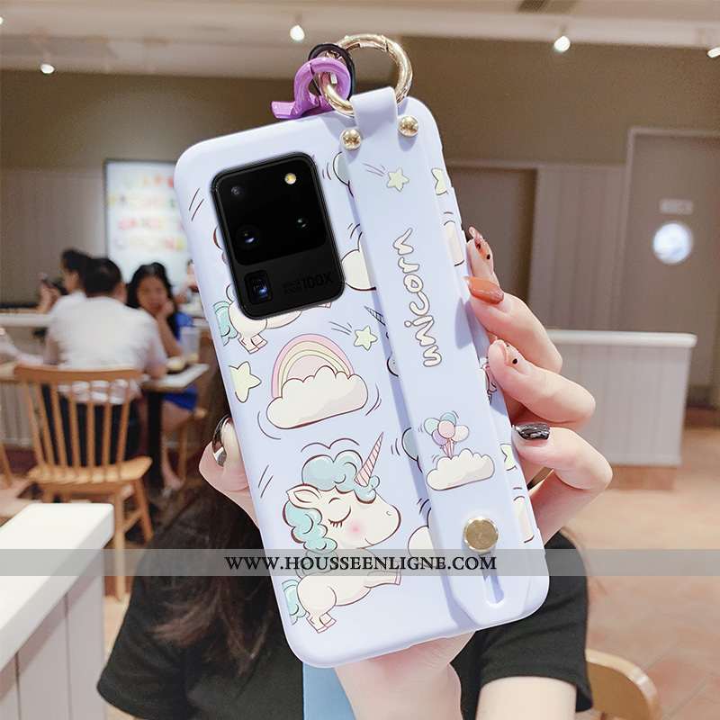 Étui Samsung Galaxy S20 Ultra Silicone Ornements Suspendus Coque Tendance Étoile Fluide Doux Cœur Bl