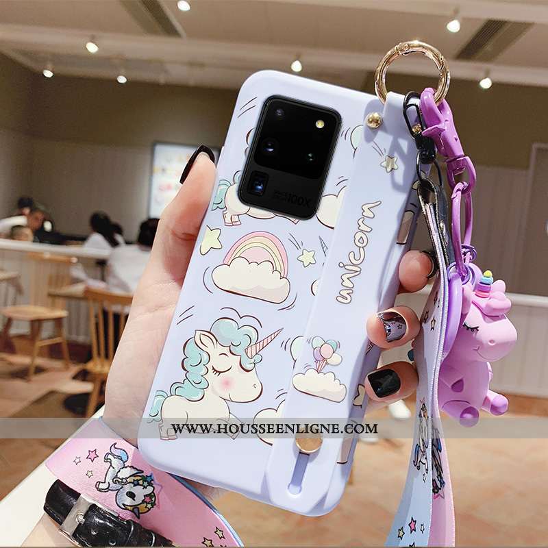 Étui Samsung Galaxy S20 Ultra Silicone Ornements Suspendus Coque Tendance Étoile Fluide Doux Cœur Bl