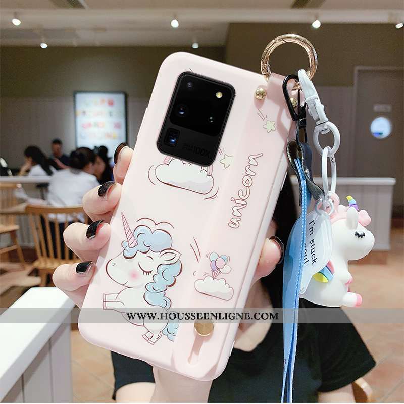 Étui Samsung Galaxy S20 Ultra Silicone Ornements Suspendus Coque Tendance Étoile Fluide Doux Cœur Bl