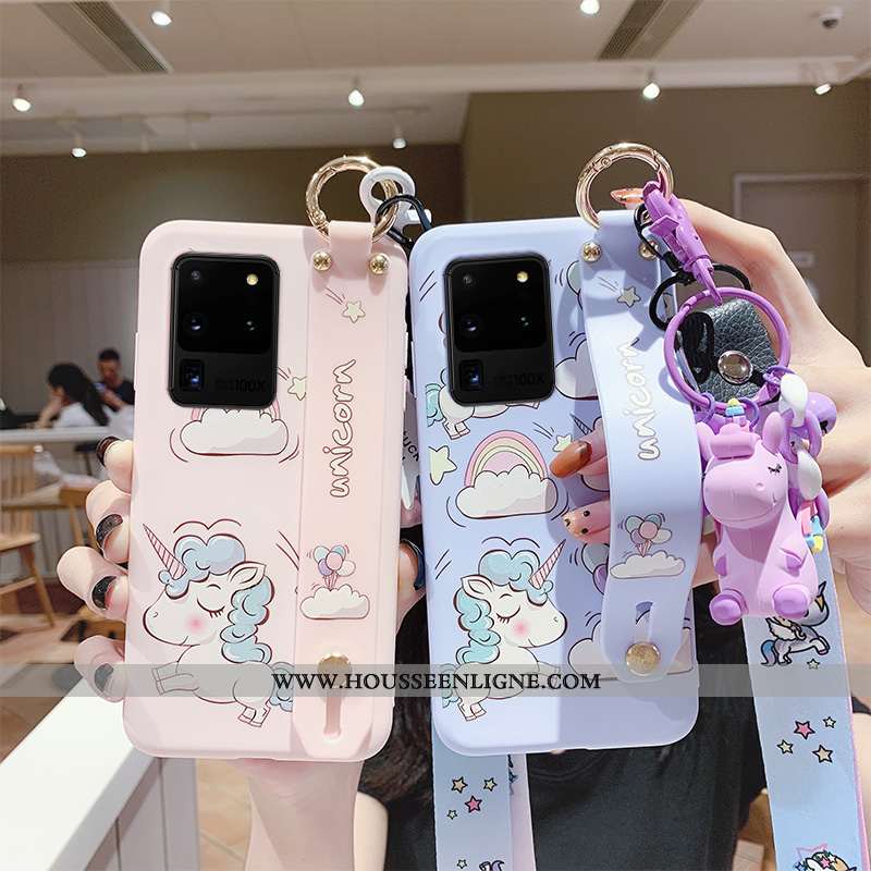 Étui Samsung Galaxy S20 Ultra Silicone Ornements Suspendus Coque Tendance Étoile Fluide Doux Cœur Bl