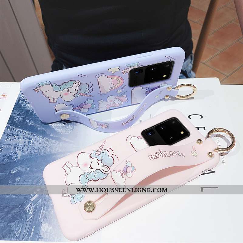 Étui Samsung Galaxy S20 Ultra Silicone Ornements Suspendus Coque Tendance Étoile Fluide Doux Cœur Bl