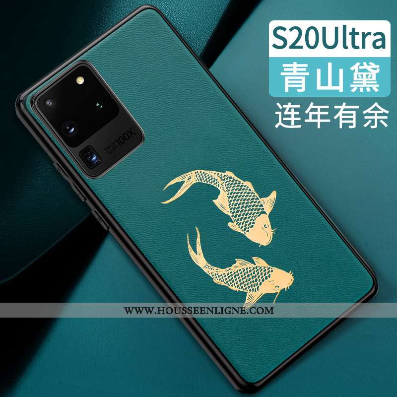 Étui Samsung Galaxy S20 Ultra Tendance Cuir Silicone Tout Compris Modèle Fleurie Style Chinois Orang