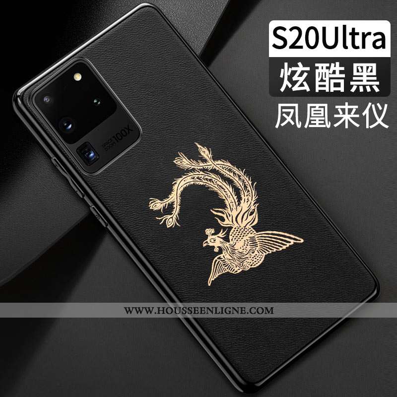 Étui Samsung Galaxy S20 Ultra Tendance Cuir Silicone Tout Compris Modèle Fleurie Style Chinois Orang