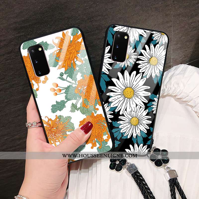 Étui Samsung Galaxy S20 Verre Protection Coque Tout Compris Fleur Téléphone Portable Difficile Noir