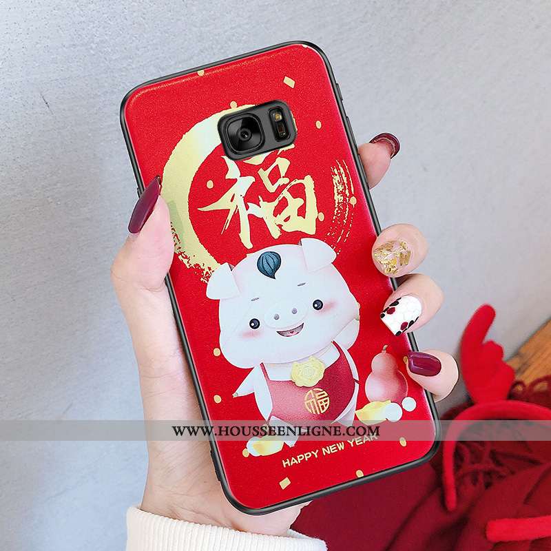 Étui Samsung Galaxy S6 Charmant Fluide Doux Téléphone Portable Silicone Étoile Coque Rouge