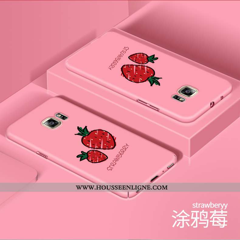 Étui Samsung Galaxy S6 Dessin Animé Charmant Rose Délavé En Daim Téléphone Portable Créatif