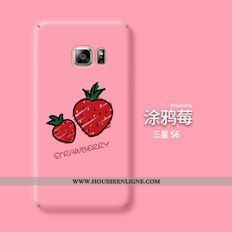 Étui Samsung Galaxy S6 Dessin Animé Charmant Rose Délavé En Daim Téléphone Portable Créatif