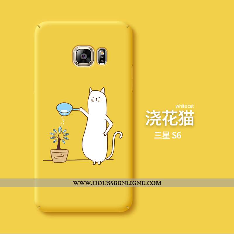 Étui Samsung Galaxy S6 Dessin Animé Charmant Rose Délavé En Daim Téléphone Portable Créatif