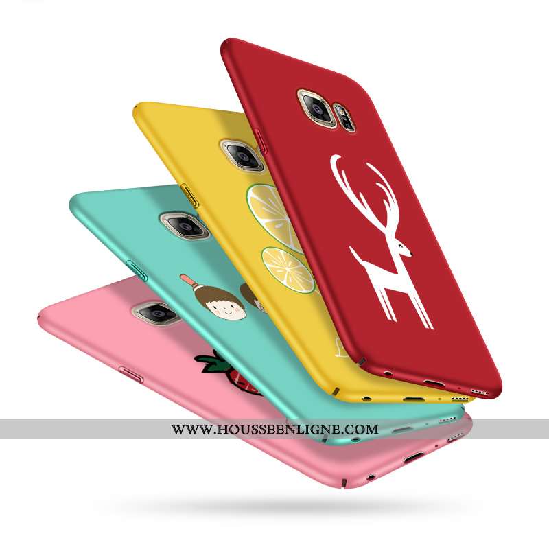 Étui Samsung Galaxy S6 Dessin Animé Charmant Rose Délavé En Daim Téléphone Portable Créatif