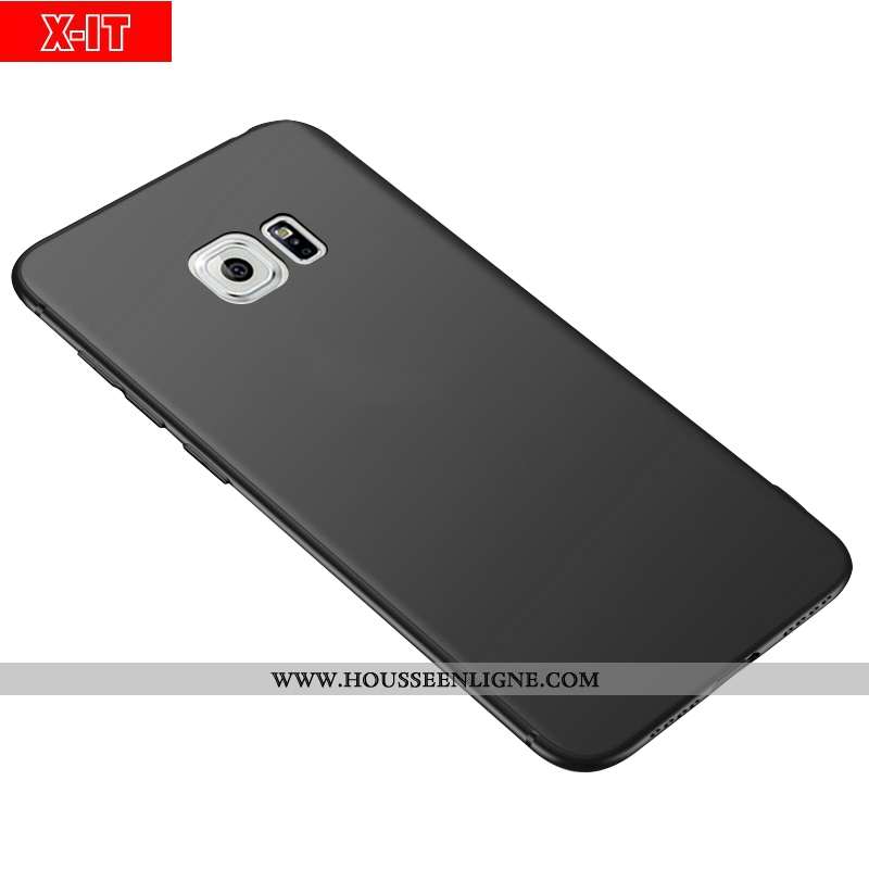 Étui Samsung Galaxy S6 Délavé En Daim Fluide Doux Protection Incassable Téléphone Portable Rouge Éto