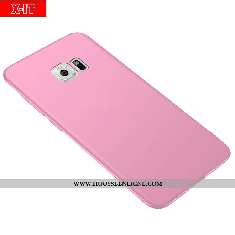 Étui Samsung Galaxy S6 Délavé En Daim Fluide Doux Protection Incassable Téléphone Portable Rouge Éto