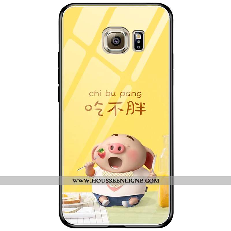 Étui Samsung Galaxy S6 Edge Charmant Protection Tempérer Jaune Verre Coque Étoile
