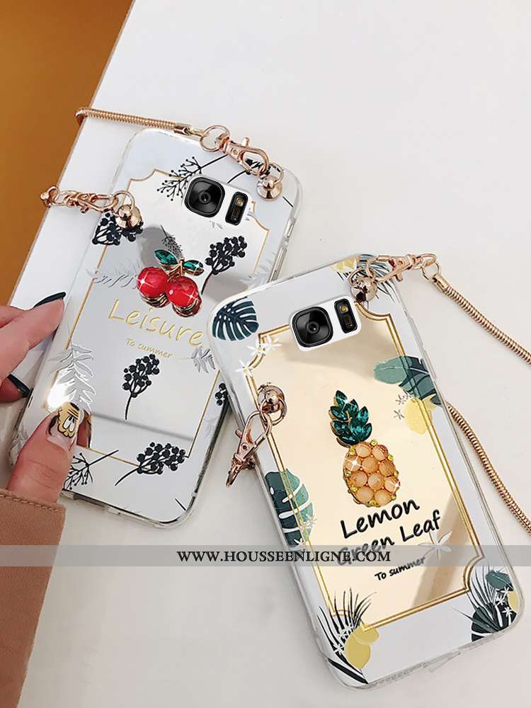 Étui Samsung Galaxy S6 Edge Chaîne Tendance Miroir Or Protection Petit Téléphone Portable Doré