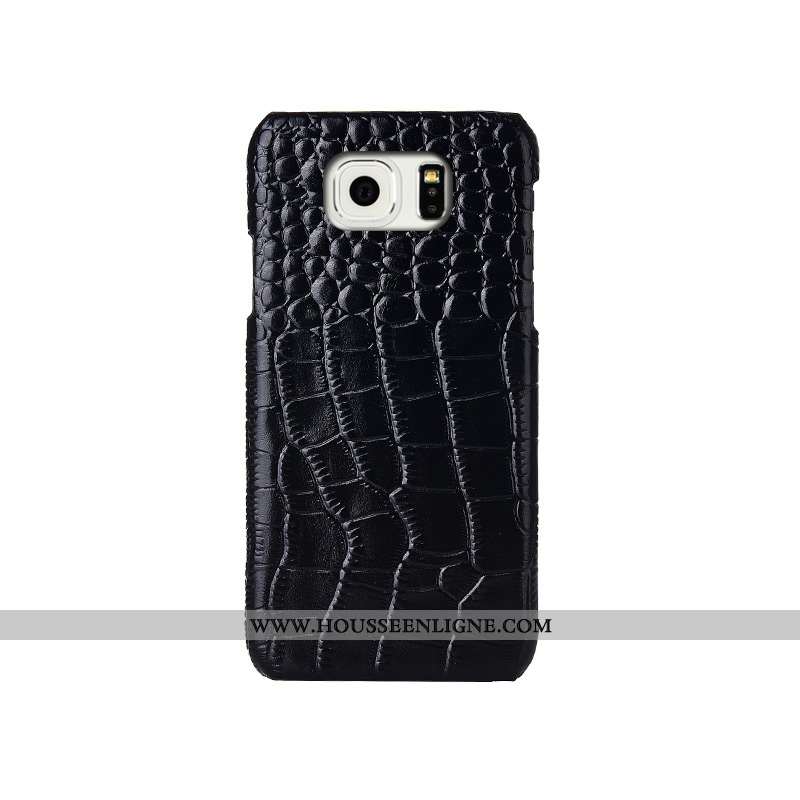 Étui Samsung Galaxy S6 Edge Cuir Véritable Modèle Fleurie Couvercle Arrière Marron Coque Mode Téléph