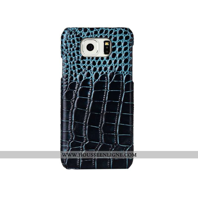 Étui Samsung Galaxy S6 Edge Cuir Véritable Modèle Fleurie Couvercle Arrière Marron Coque Mode Téléph