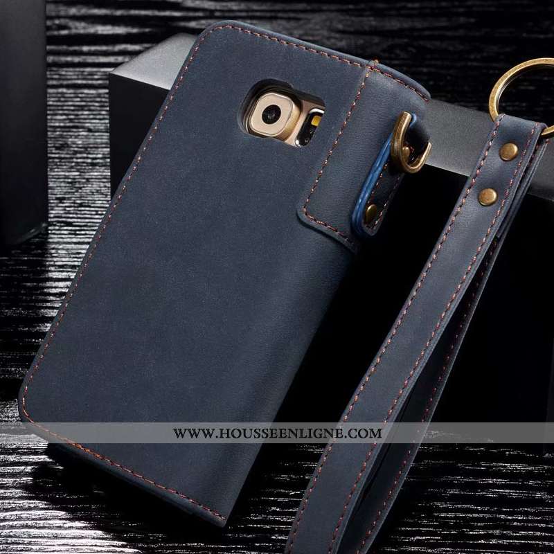 Étui Samsung Galaxy S6 Edge Cuir Véritable Tout Compris Kaki Coque Téléphone Portable Luxe Khaki