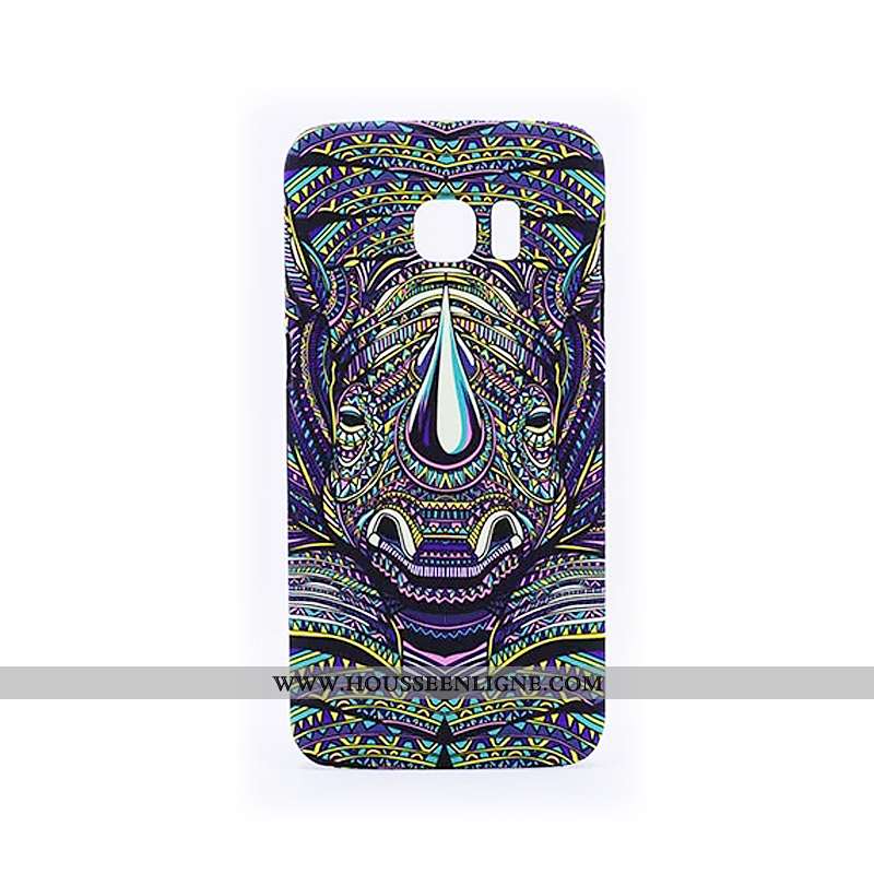 Étui Samsung Galaxy S6 Edge Délavé En Daim Gaufrage Noir Protection Téléphone Portable Tendance Lumi