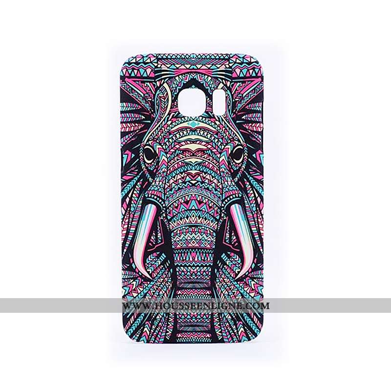 Étui Samsung Galaxy S6 Edge Délavé En Daim Gaufrage Noir Protection Téléphone Portable Tendance Lumi