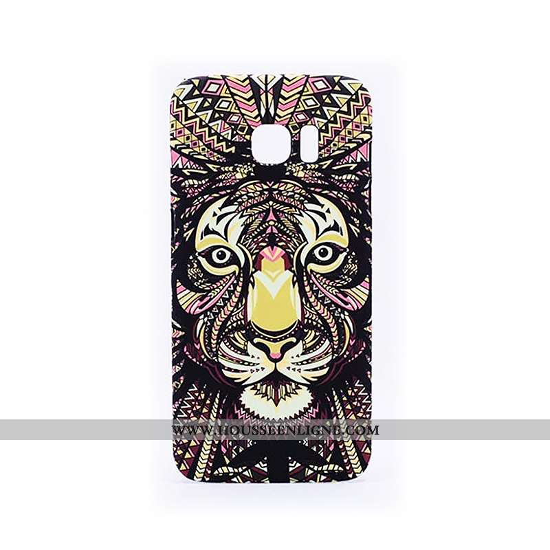 Étui Samsung Galaxy S6 Edge Délavé En Daim Gaufrage Noir Protection Téléphone Portable Tendance Lumi