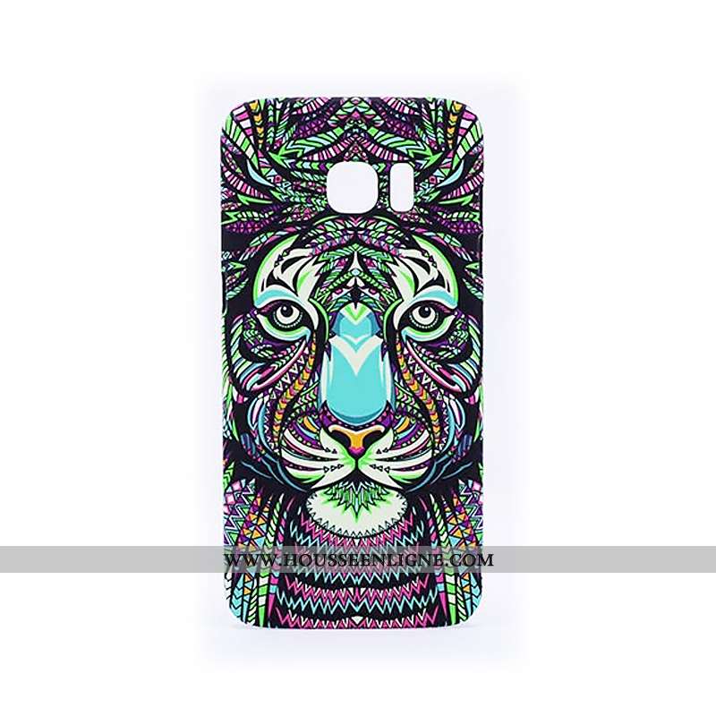 Étui Samsung Galaxy S6 Edge Délavé En Daim Gaufrage Noir Protection Téléphone Portable Tendance Lumi