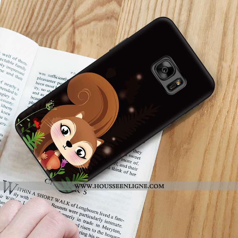 Étui Samsung Galaxy S6 Edge Fluide Doux Silicone Animal Charmant Peinture Coque Dessin Animé Noir