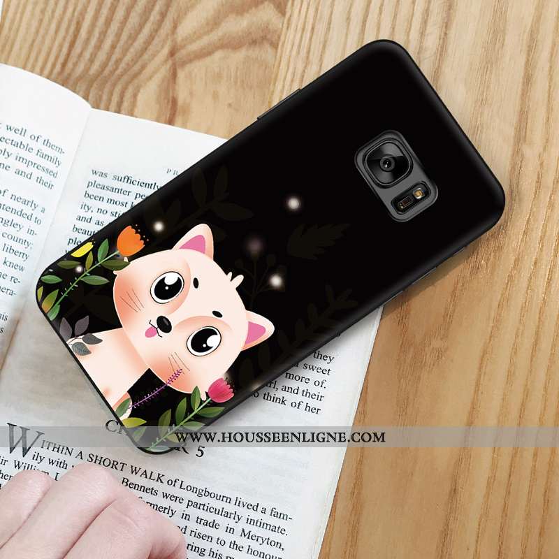 Étui Samsung Galaxy S6 Edge Fluide Doux Silicone Animal Charmant Peinture Coque Dessin Animé Noir